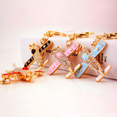 6inches Custom Airplane Keychain Diamond Alloy Crystal For unisex