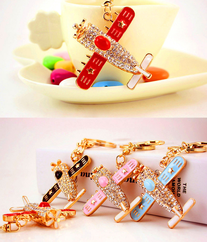 6inches Custom Airplane Keychain Diamond Alloy Crystal For unisex